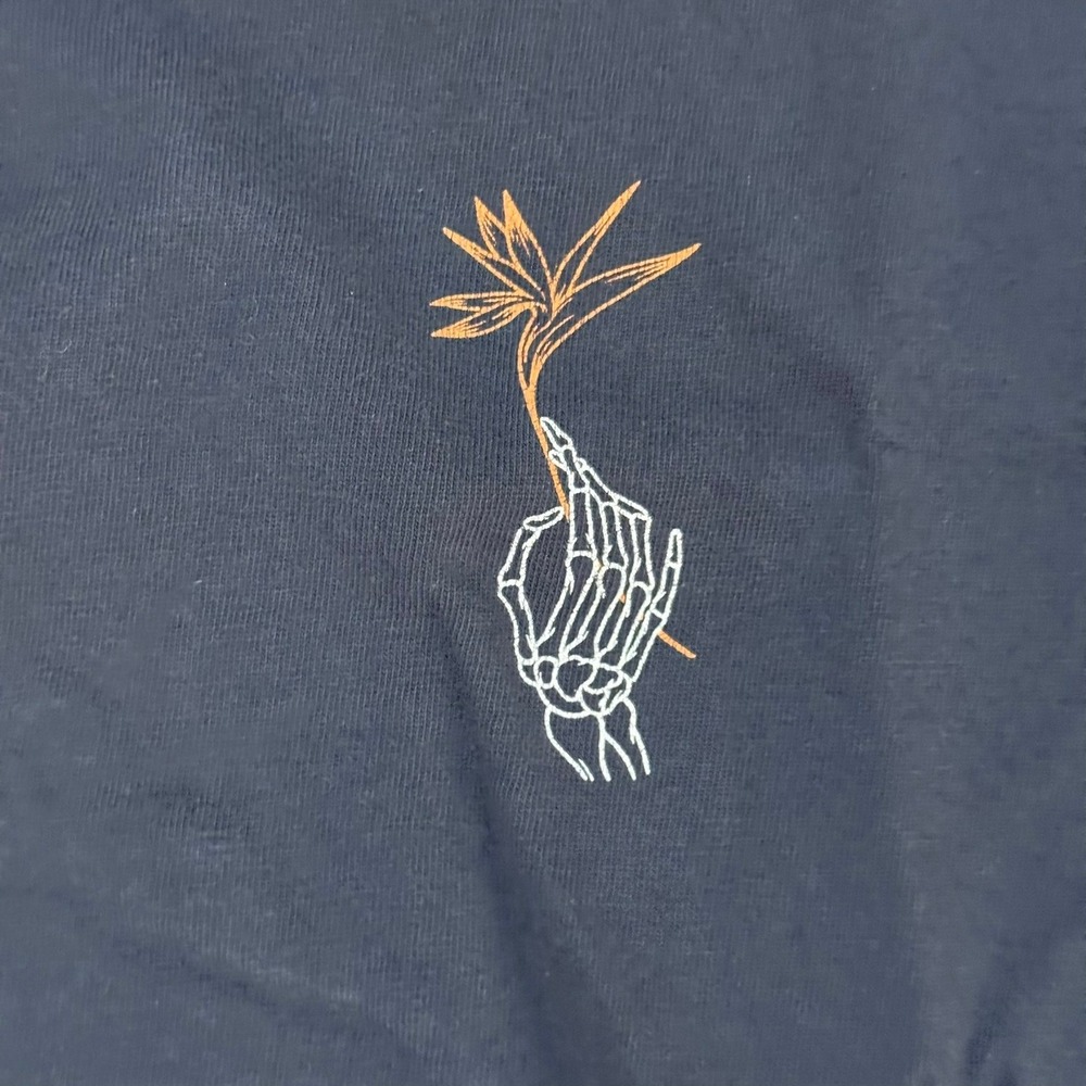 Katin Mens TShirt Size M Blue Skeleton Hand Flower Graphic Surf Tee Casual Surf - Picture 4 of 10